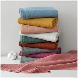 Couvertures Swaddling Miababy Couverture de mousseline Fibre de bambou Bébé Couleur unie Réutilisable Doux Respirant Dddle Drop Livraison Enfants Maternité Nur Dhoqn