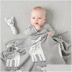 Couvertures Swaddling Motohood Couverture de bébé Ddling Born Soft Tricot Winter Solid Literie Set Coton Quilt Infant Drop Livraison Kids Mat Dhj7L