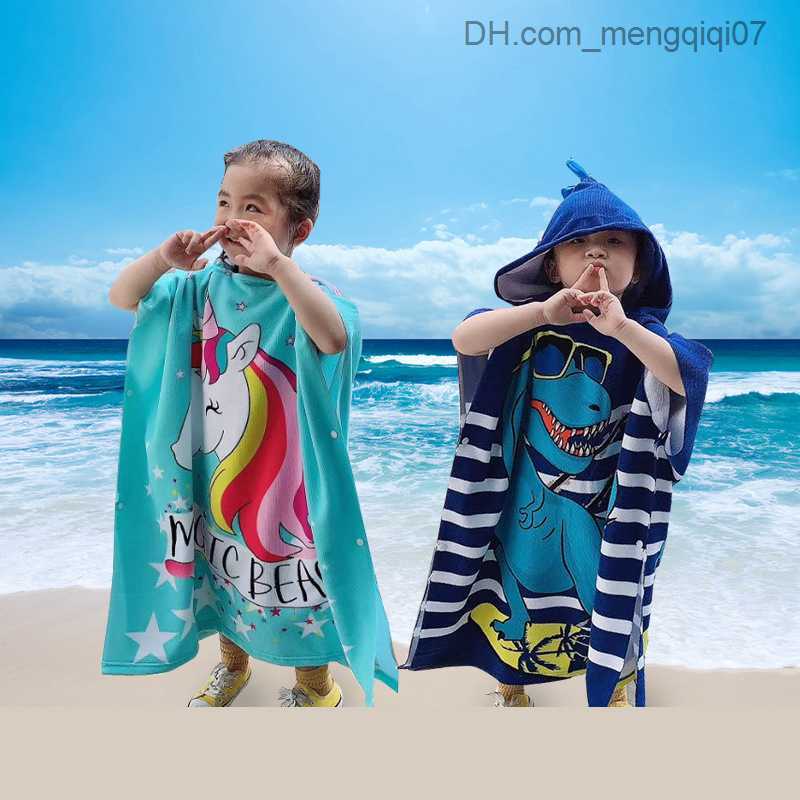 Blankets Swaddling Neonatal packaging blanket cartoon children's hood baby bath towel baby bath towel cotton boy beach towel unicorn hat Z230818