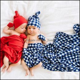 Mantas Swaddling Bebé recién nacido Bebé Swaddle Wrap Slee Manta Soft Plaid Sleep Sack con sombrero Mxhome Drop Entrega 2021 Ba Mxhome Dhrka