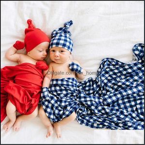 Couvertures Swaddling Nouveau-né Bébé Swaddle Wrap Slee Couverture Soft Plaid Sleep Sack avec chapeau Mxhome Drop Livraison 2021 Ba Mxhome Dhrka