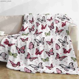 COUVRES SEMBLAGE BOURNE DE PAPILFLY PINK AVEC PRINT FLORAL PRINT SOft et confortable couverture de flanelle confortable adaptée aux cadeaux d'anniversaire pour les enfants et les femmes Y240411