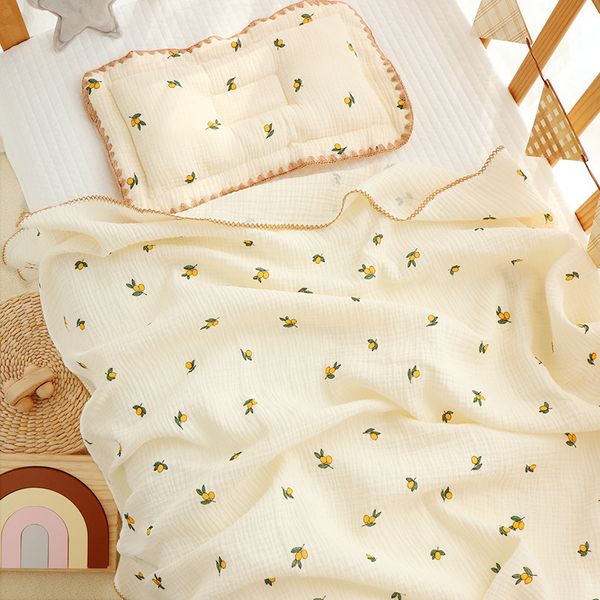 Mantas Envolver Manta de verano para bebé nacido Muselina Envolver Ropa de cama Mantas de algodón y almohada Estampado de dibujos animados Niños Cubierta de siesta Artículos para bebés 230603