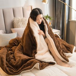 Couvertures emmailloter épais hiver lit laine couverture pour salon chaud polaire couverture sur le canapé adultes et enfants répartis 221203
