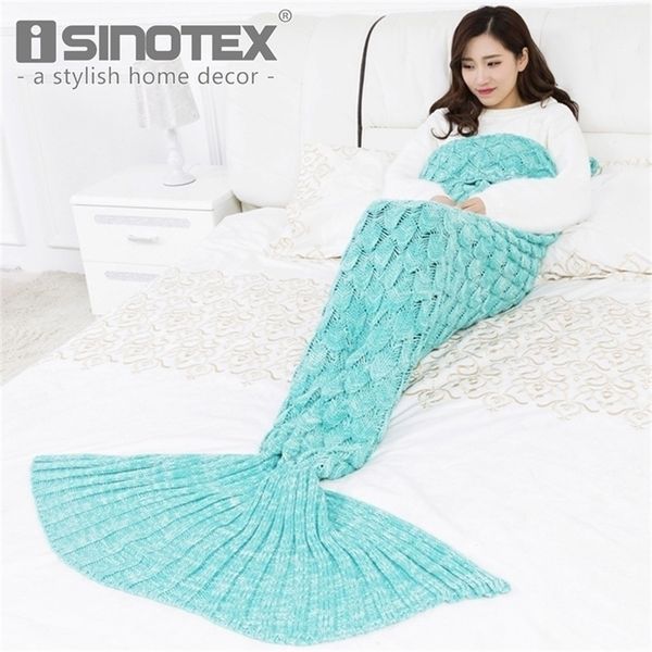 Mantas Swaddling VIP LINK ISINOTEX Manta de cola de sirena de punto suave Saco de dormir hecho a mano de ganchillo para niños Regalo de Navidad de cumpleaños para adultos 221103