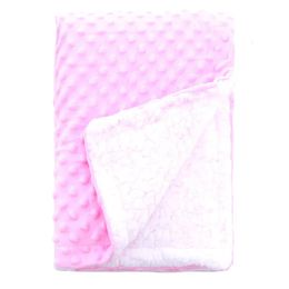 Couvertures d'emmaillotage hiver épais thermique 3d Minky Dot enfants couverture Super doux Sherpa moelleux enfant en bas âge couette Swaddle bureau siège couverture 231017