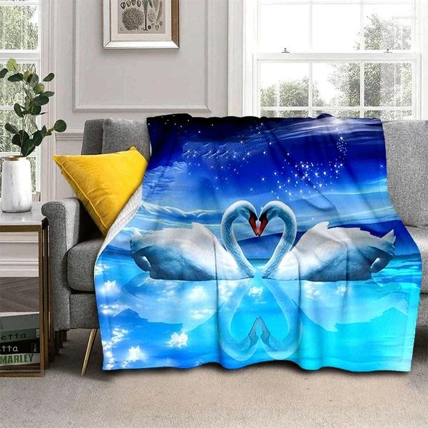 Couvertures Swan Theme Flannel Throw Counder Counder Super Soft Warm Bedroom TV Couchés canapé DÉCORS Cadeaux pour les filles de voyage pour garçons Camping