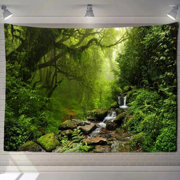 Couvertures tapisserie naturel forêt paysage fantasy mandala tapiz wall room décoration belle couverture