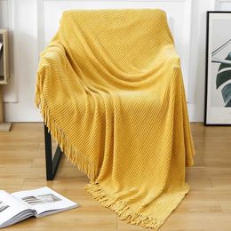Couvertures Texitle City Counille en tassette tricotée à la maison Solide à la maison Décorer le couvre-lit beige du salon doux pour l'automne