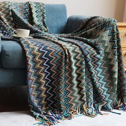 Dekens textiel stad bohemia stijl gebreide deken winter warme comfortabele pashmina kwastjes gooien el sofa decoratie 130x230 cm sprei