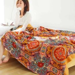 Couvertures textiles ville colored coton europ style tangka serviette de serviette florale motif floral été climatiseur soft sieste couverture double courtepointe