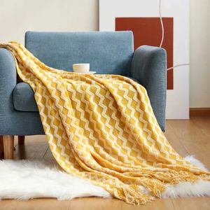 Dekens textiel stad ins cashmere imitatie wol warm gebreide deken pashmina geometrisch patroon jacquard deken voor slaapkamer 130x200