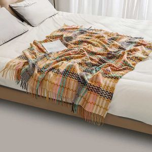 Couvertures textiles villes ins ethniques couvertures canapé tissée couverture de châle décontracté ondulé
