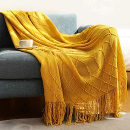 Couvertures textiles villes tricotées à la maison Nordic Home Decorative Sofa Cover Plaid Chunky Plaid Pread pour l'hiver 130x230 cm