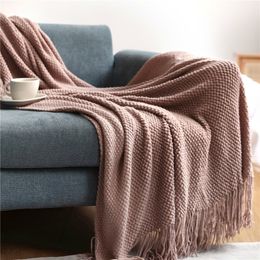 Dekens Textile City Winter El Decorate Sofa Cover Acryl Gebreide kwastjes verdikte zachte warme worpdeken voor open haard 221130