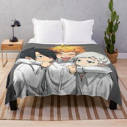 Couvertures The Promised Neverland Throw Blanket Designer Cute Plaid Custom Sofa