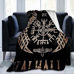 Couvertures The Vikings Ancient Scandinavian Norse Runes axes 3D Soft Throw Blanket Couverture légère en flanelle 221130