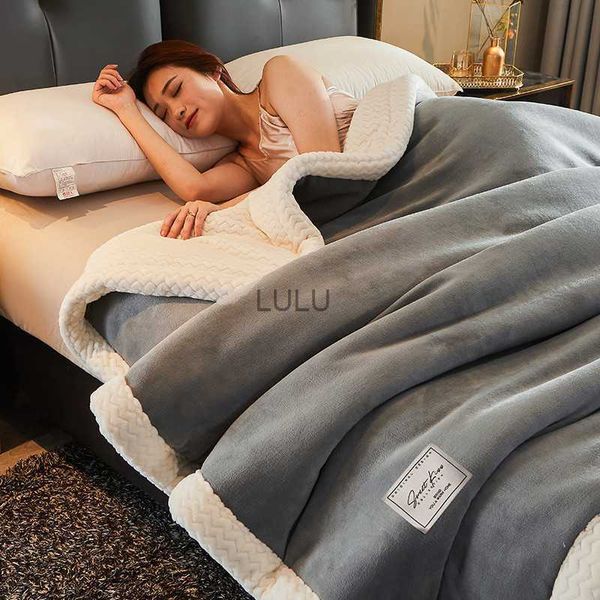 Couvertures Couverture d'hiver épaisse couette polaire très chaude couverture de lit de luxe maison couvertures moelleuses couverture de canapé couvre-lit Double sur le lit HKD230922