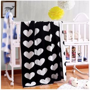 Dekens gooien deken zwart wit liefde patroon roze grijs hart katoen gebreid 110 130 cm voor kinderen bedbank reis naar huis textiel