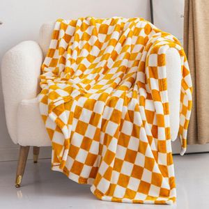 Dekens gooien deken dambord ontwerp kouddichte polyester slaapkamer bed winter warme flanel deken slaapomslag voor dagelijks gebruik 230818