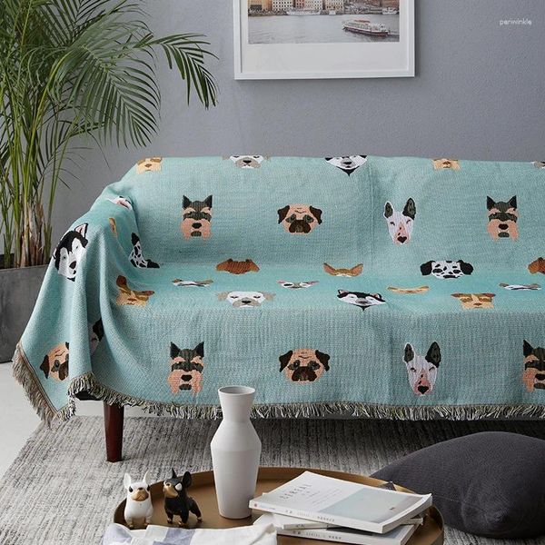 Mantas de lanzamiento de manta sofá perrito hippie animal animal de algodón tejido en la cama/camas de viaje de decoración costura de la cubierta