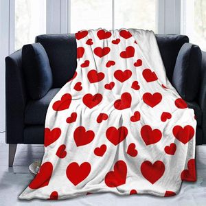 MANUDAS Lanza una manta D￭a de San Valent￭n Lindo Red Hearts Decorative Flannel suave acogedor para la cama del sof￡ toda la temporada