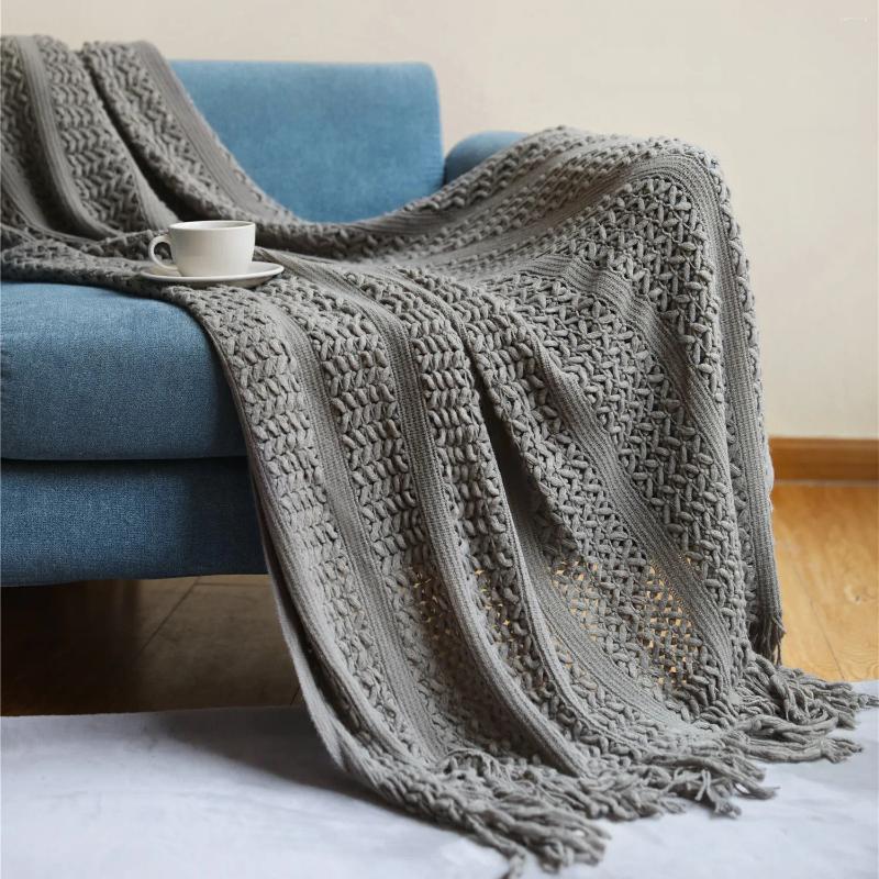 Blankets TONGDI Soft Warm Plaid Lace Fringed Knitting Wool Blanket Pretty Gift Decor For Summer Sofa Girl All Season Handmade Sleeping