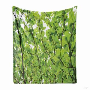 Couvertures de plantes tropicales, feuilles vertes, flanelle douce et moelleuse, en peluche, chaudes, pour canapé, sieste, drap de lit, couvre-lit pour la maison