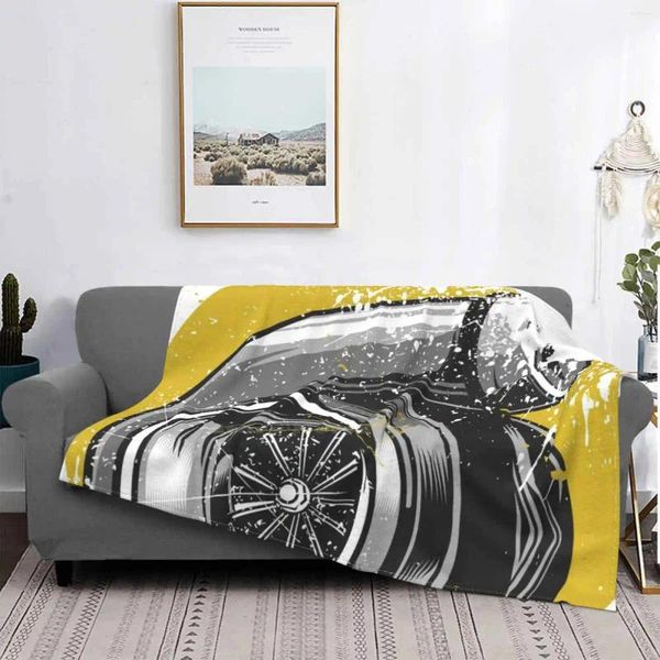 Mantas Turbo Charged Print para amantes de las carreras Estilo de tendencia Moda divertida Manta suave Coches Motores ideales Tiempo Metal Head Cualquier persona