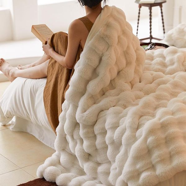 Couvertures Couverture en fourrure imitation toscane pour la chaleur de l'hiver Lit super confortable Canapé chaud haut de gamme 130x160CM
