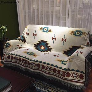 Dekens twee kant kan gebruik Boheemse katoenen gebreide decoratieve sofa deken draad voor bedden zachte bed vintage home decor tapijt