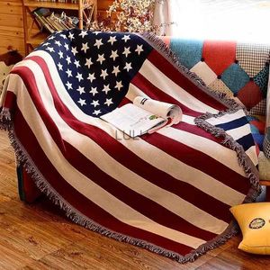 Dekens UK USA Vlag Amerikaanse Deken Mat Cover Sprei Ster Sofa Hoes Katoen Lucht Beddengoed Kamer Decor Tapijt Gooi Tapijt Verenigde Staten HKD230922