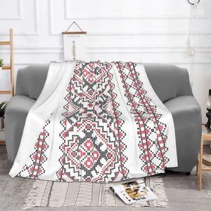 Dekens Oekraïens borduurwerkdeken fleece lente herfst Vyshyvanka folk etnisch ornament zachte worp voor bed kantoordeken stuk