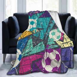 Dekens unieke deken voor familie vrienden aquarel blotted voetbalvoetbal schraps zacht comfortabel voor huis geschenkdekensblankets