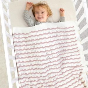 Couvertures unisexe né bébé emmaillotage pour poussette literie canapé rayé tricot infantile enfant en bas âge couverture de couchage