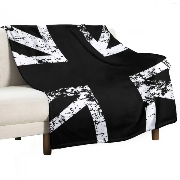 Couvertures United Kingdom Black Flag Throwt Blanket Personnalized Gift Bed Plaid