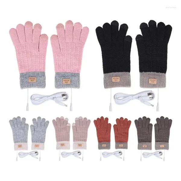 Couvertures USB Gants chauffés rechargeables USB tactile d'hiver tricot thermique de laine réchauffe pour les femmes