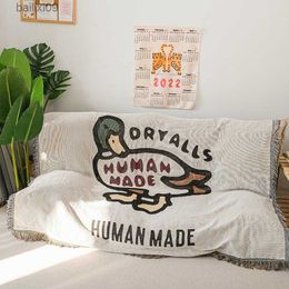 Dekens Veelzijdige deken HUMAN MADE Multi-functionele Cartoon Duck Cover Sofa Blanket Bedsprei the Throw Blankets Tiki Throws T230710