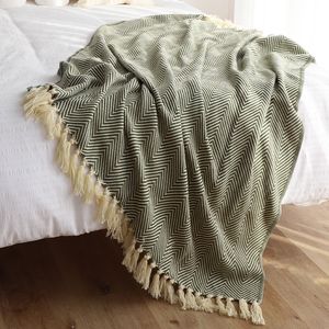 Mantas Vintage Acrílico Tiro Manta Geométrica Espiga Textil Hogar Sofá Cama Decorativo Nórdico Estética Habitación Invierno Decoración Cálida 230414