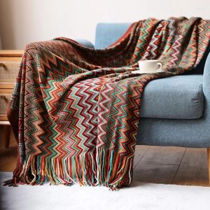 Couvertures Vintage Boho canapé couverture jeter couverture tricot ethnique housse décorative canapé tenture murale tapisserie tapis