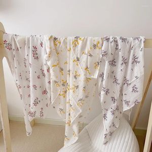 Couvertures vintage à imprimé floral mousseline née de bébé swaddle couverture pour bambou coton enveloppe de gaze serviette de bain serviette