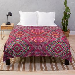 Couvertures œuvres d'art marocain bohème rose oriental vintage. Jetez les linges de lit de couverture