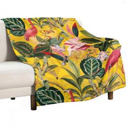 Couvertures Vintage jaune oiseau tropical jungle jardin jeter couverture belle hiver chaud