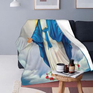 Couvertures vierge marie chrétien catholique tricoté couverture notre dame de guadalupe flanelle jeter maison canapé doux chaud couvre-lit