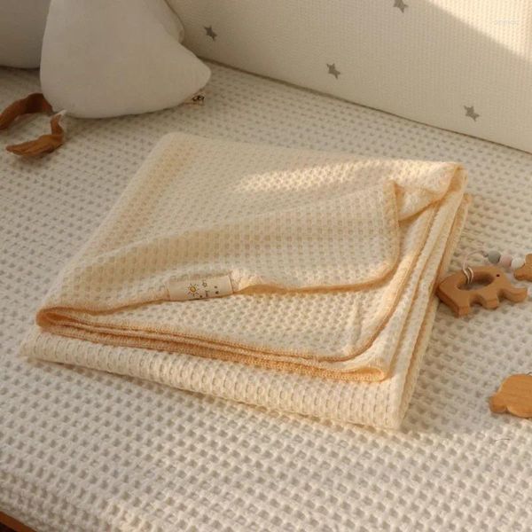 Couvertures de gaufres tissées pour bébé, couverture de bébé en fibre de bambou douce, drap de berceau, literie, emmaillotage