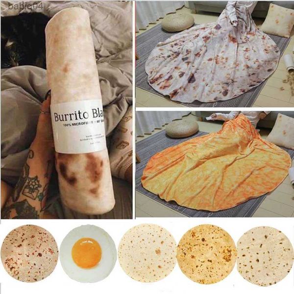 Couvertures Chaud corail polaire tortilla pizza couverture mexicaine forme ronde lavash laine canapé plaid en peluche couvre-lit hiver jeter couverture