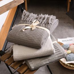 Dekens gewassen wafel puur katoen bamboe fiber mousseline gooi deken voor sofa bed airconditioning kinderen volwassenen beddengoed coverlet