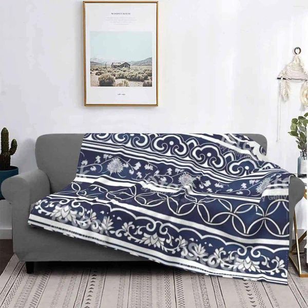 Couvertures Wave Blue Creative Design Light Thin Soft Flanelle Couverture Mode Luxe Création Blanc Noir Marque Classe Formes Japon