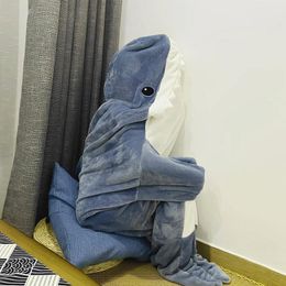 Couvertures Wearable Blanket Hoodie Home Sleeping Shark Tail Animal Bag Multiuse Nap For Kids 230626