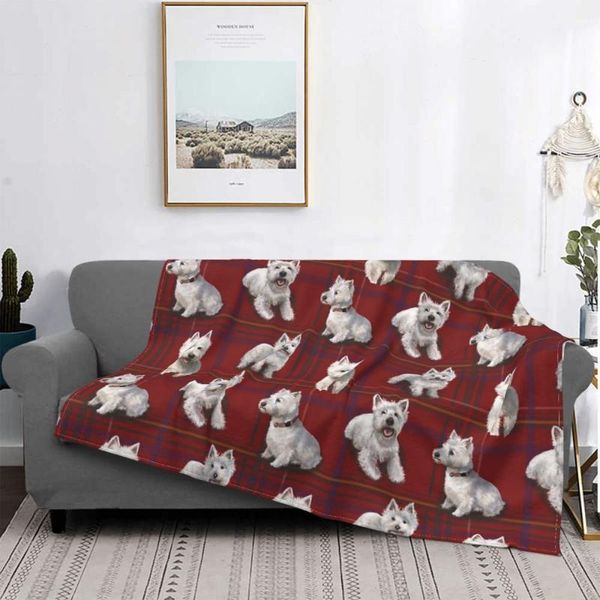 Couvertures West Highland Terrier Westie couverture mignon chiot chien flanelle jeter maison canapé décoration doux chaud couvre-lits